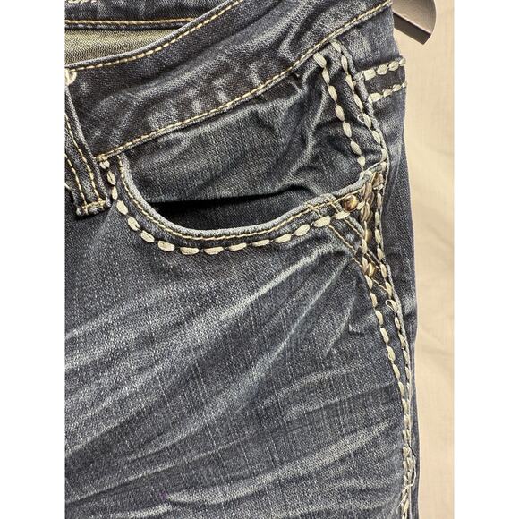 LA Idol USA Women’s Jeans Embellished Flap Pockets Blue Stitching Sz 5 EUC - Picture 10 of 16